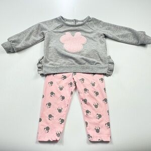 Disney Minnie Mouse Baby Girl Long Sleeve French Terry Top and Leggings 12M